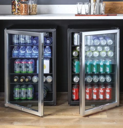 Haier HEBF100BXS 150-Can Beverage Center - SS on Fridge.com