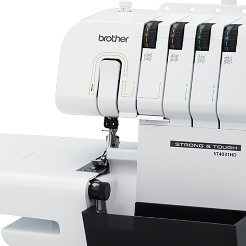 Brother ST4031HD Serger, Strong & Tough Serger, 1,300 Stitches  Per Minute, Durable Metal Frame Overlock Machine, Large Extension Table, 3  Included Accessory Feet