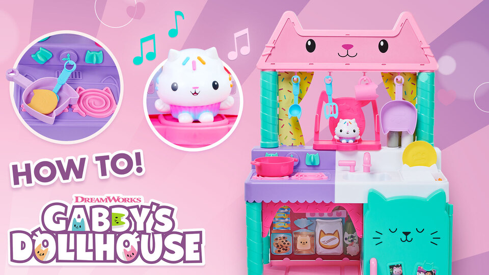 Gabby's Dollhouse, Cakey Kitchen Set for Kids with Play Kitchen  Accessories, Play Food, Sounds, Music and Kids Toys for Girls and Boys Ages  3 and up 