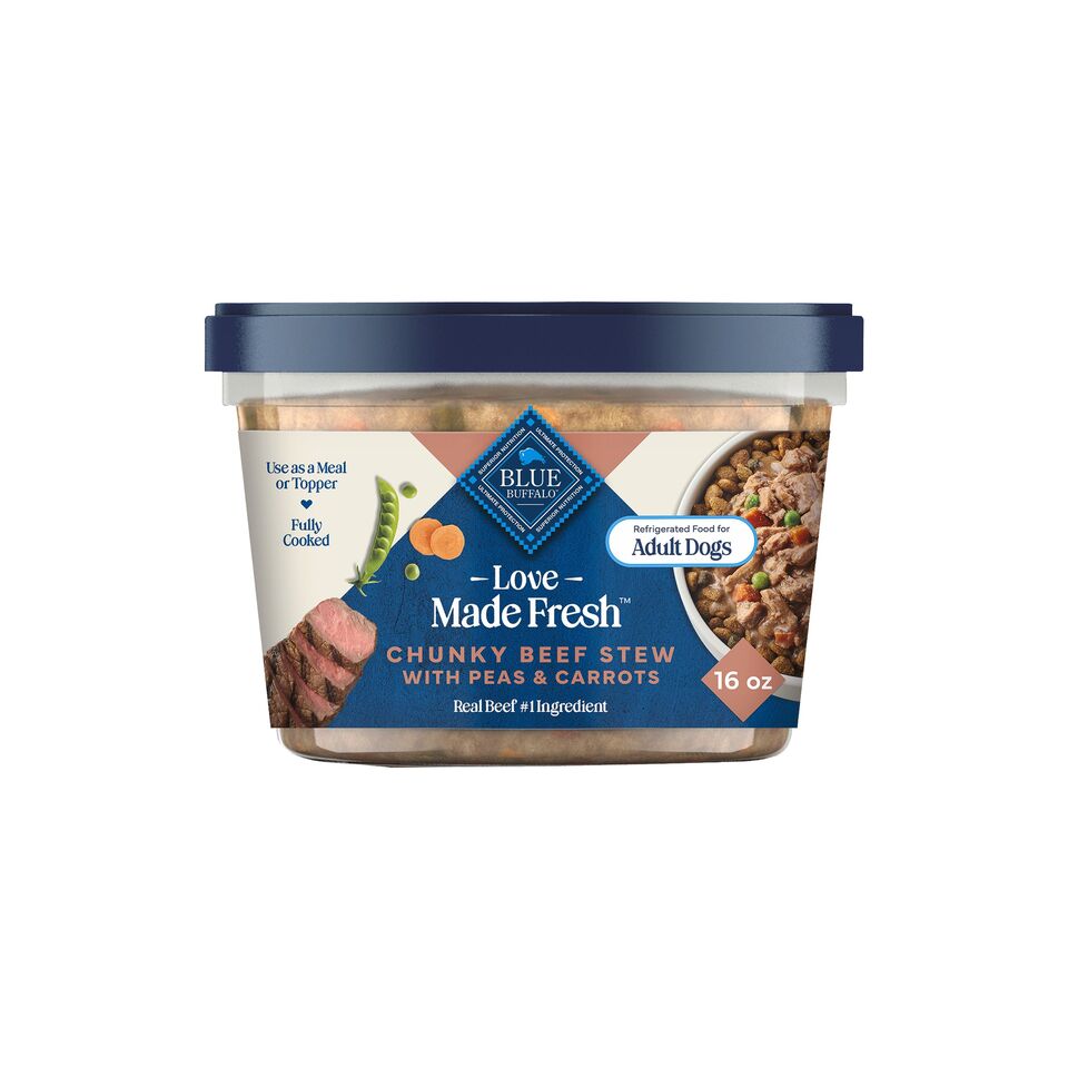 thumbnail video image 2 of Blue Buffalo Love Made Fresh Dog Food, Refrigerated, Chunky Chicken Stew, 1-lb Tub, 2 of 11