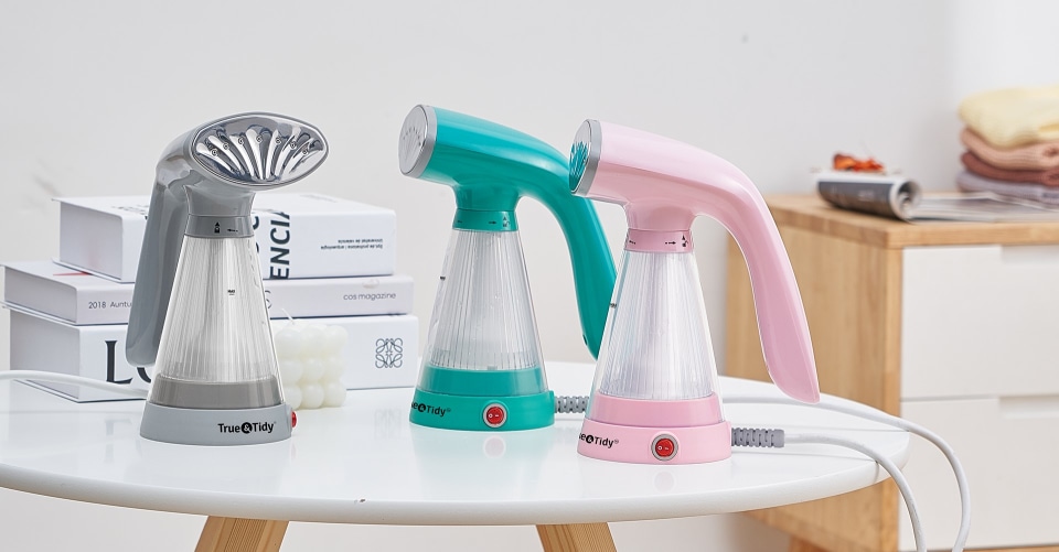 thumbnail video image 2 of True & Tidy Steam Handheld Garment Steamer, 135ml Water Tank, Pink, 2 of 18