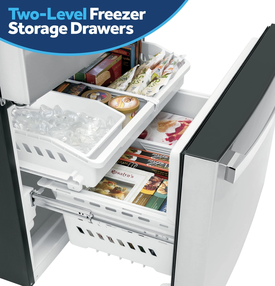 GE Appliances 21.9 Cu. Ft. French Door Refrigerator in Fingerprint