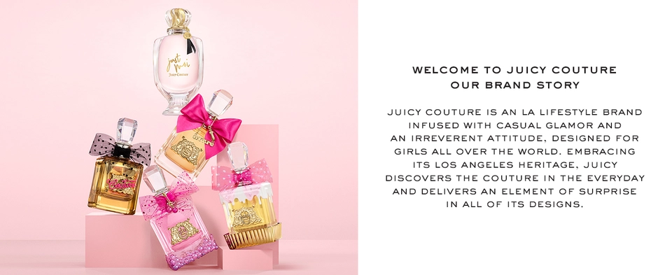 Juicy Couture perfume bottles stacked on top of each other