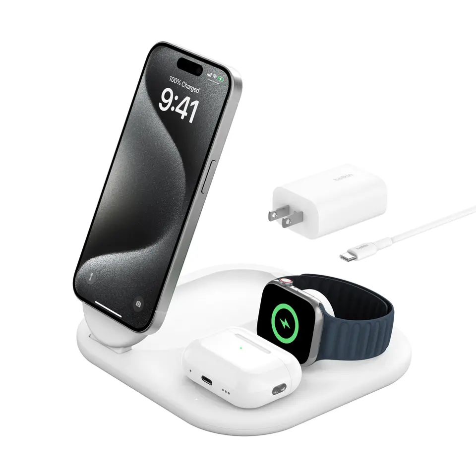 Belkin MagSafe-Compatible iPhone Charger - 3-in-1 Magnetic Foldable Charger 15W - Qi2-Certified Wireless Charging Station for iPhone 16, Apple Watch, AirPods w/Non-Slip Base, PSU Included - White - Walmart.com Belkin MagSafe-Compatible iPhone Charger - 3-in-1 Magnetic Foldable Charger 15W - Qi2-Certified Wireless Charging Station for iPhone 16, Apple Watch, AirPods w/Non-Slip Base, PSU Included - White - Walmart.com