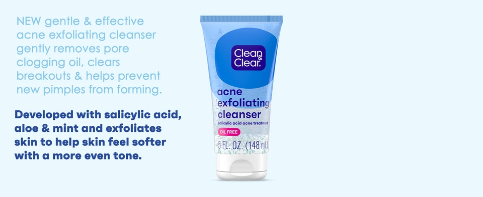 Clean & Clear 2% Salicylic Acid Acne Exfoliating Facial Cleanser