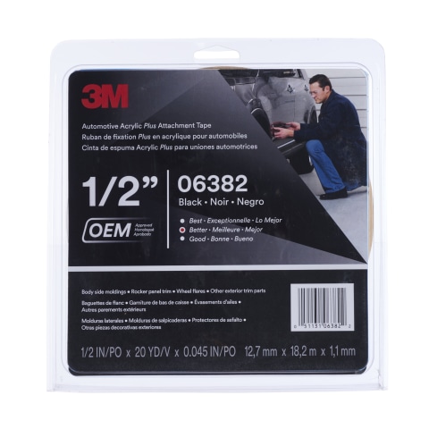 3M - Black Double-Sided Polyethylene Foam Tape: 1/2″ Wide, 20 yd