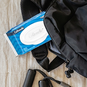 Take Cottonelle adult wipes with you wherever you go