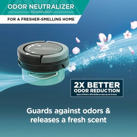 Guards against odors throughout your home, releasing a fresh scent, for 2x better odor reduction vs. filtration alone.