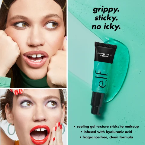 Model wearing Power Grip Primer, image of Power Grip Primer and product texture with product details