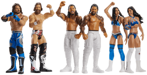 WWE - AJ Styles e Daniel Bryan Battle Pack con due Personaggi Snodati in Costume da Combattimento, Giocattolo per Bambini 6+ Anni, 15 cm, GBN65