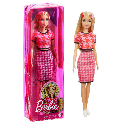 Barbie Fashionistas Doll #169 with Long Blonde Hair in Houndstooth Crop Top  & Skirt 