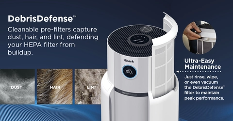 Pulls in large particles like hair, dust, and dander, preventing buildup on your HEPA filter and maximizing performance.