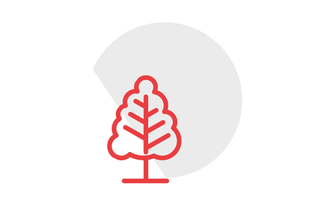 Simple red icon of a tree.