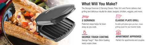 george foreman 2 serving classic plate grill