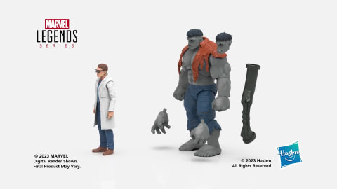 Hasbro Marvel Legends Serie 60° Anniversario Avengers - Action Figure Hulk Grigio E Dr. Bruce Banner Da 15 Cm - Set Collezionabile Con 6 Accessori