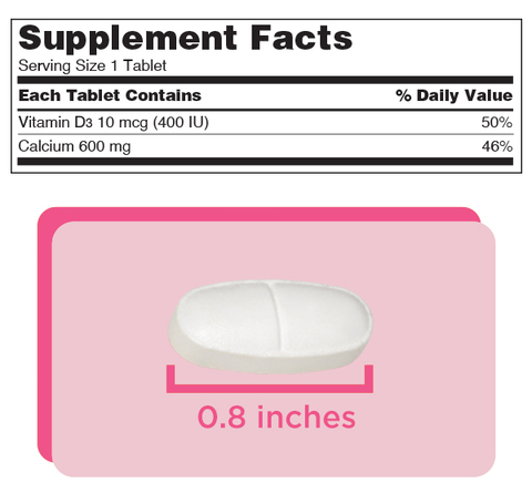 Image of supplemental facts panel and pill image, 0.8 inches