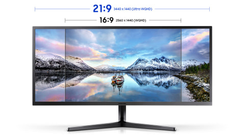 Compulsion dannelse metal Samsung SJ55W 34" 2K UWQHD (3440 x 1440) 75Hz LED Monitor; FreeSync; HDR;  HDMI DisplayPort; Flicker-Free - Micro Center
