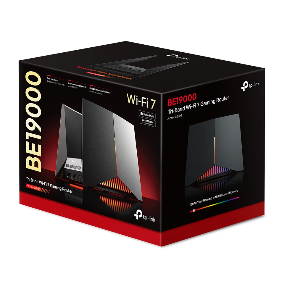 TP Link BE19000 Tri Band Wi Fi 7 Gaming Router Black/Red - Best Buy