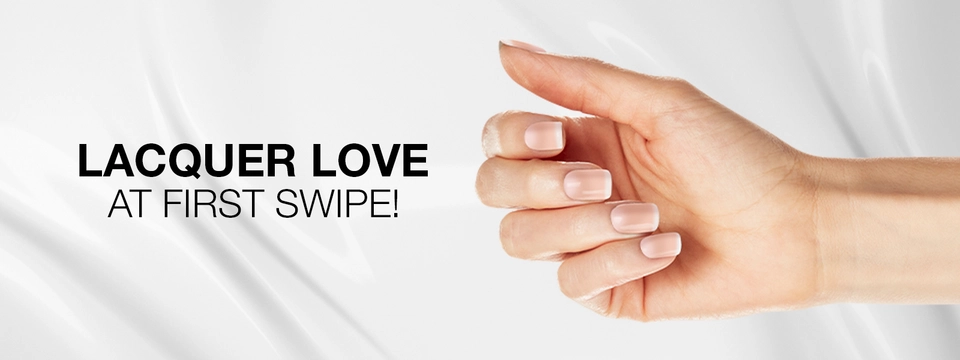 Banner featuring a hand model with polished, manicured nails.