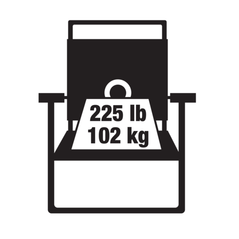 Supports 225 pounds, 102 kilograms.