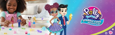 thumbnail image 2 of Polly Pocket Sparkle Cove Fashion Pack - 4 Dolls With 45+ Clothing Pieces 2 of 14