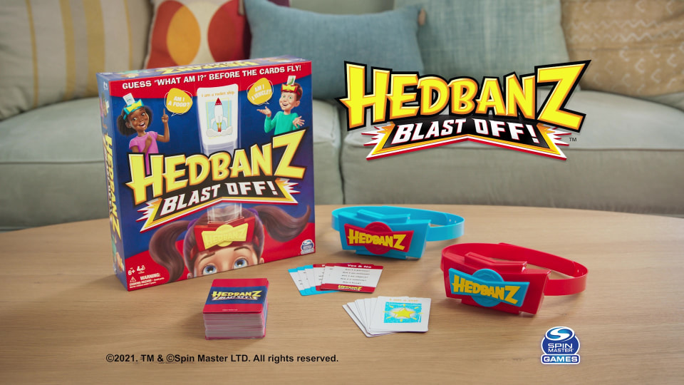 thumbnail video image 2 of Hedbanz Blast Off! Guessing Game for Kids and Families Ages 6 and up, 2 of 9