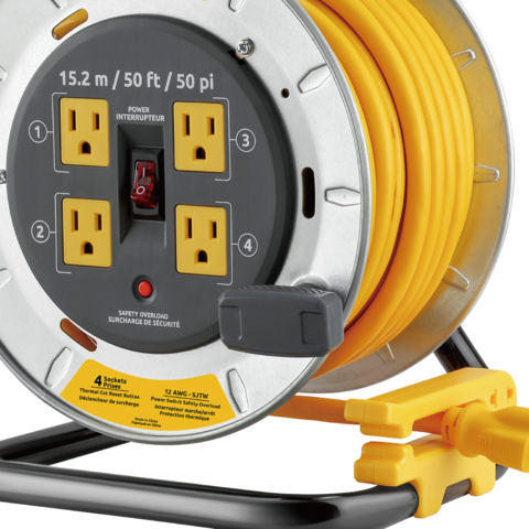 Close Up Product image of Link2Home 50 Foot Extension Cord Reel  in Yellow