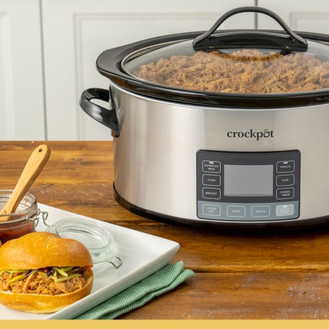  Crock-Pot MyTime Technology 6 Quart Programmable Slow Cooker  and Food Warmer with Digital Timer, Stainless Steel (2137020): Home &  Kitchen
