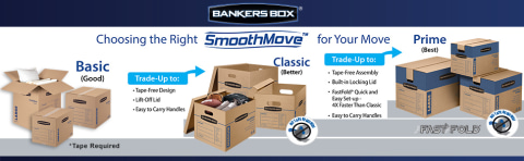 SmoothMove Classic Moving/Storage Box Kit, Half Slotted Container (HSC),  Assorted Sizes: (8) Small, (4) Med, Brown/Blue,12/CT - Office Express  Office Products