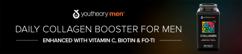 Youthery Men, Daily Collagen Booster. Enhanced with Vit C, Biotin and Fo-ti.