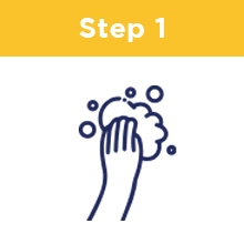 Step One: A hand with bubbles.