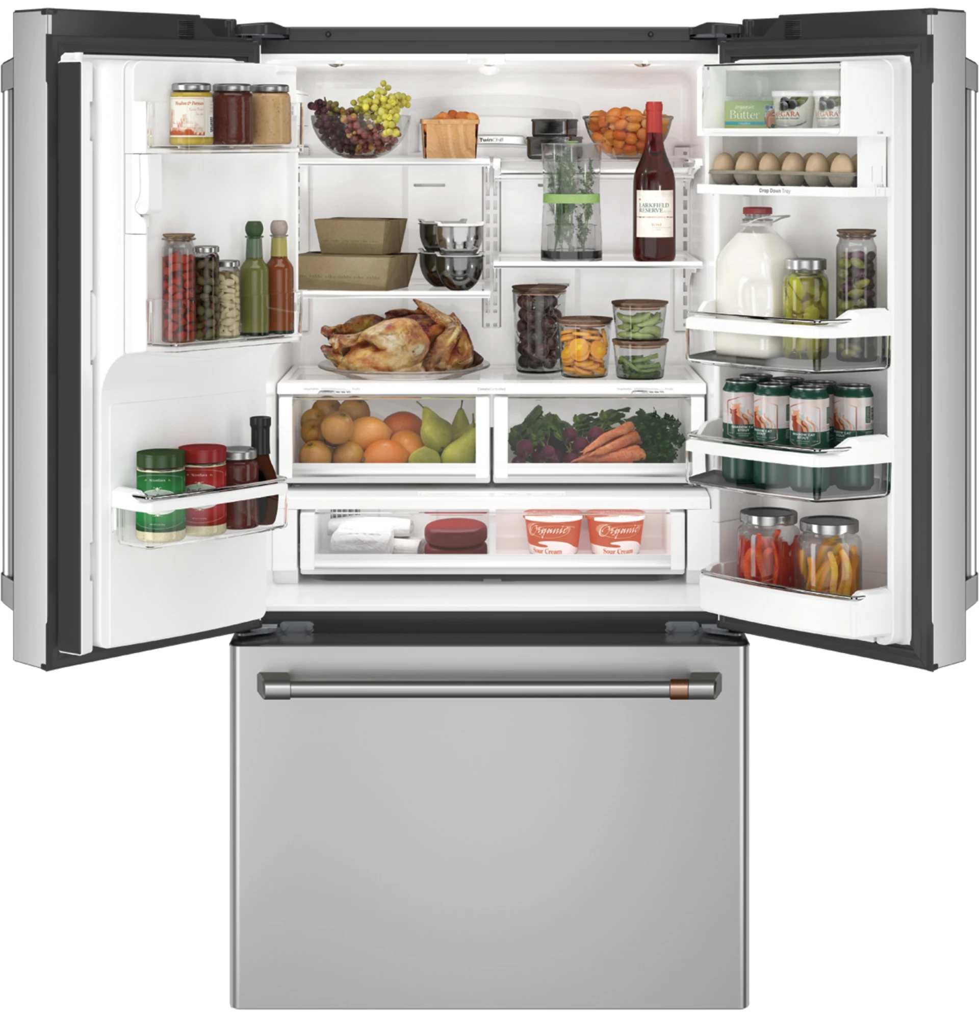 Café - 35.8 Inch 22.2 cu. ft French Door Refrigerator in Stainless - C