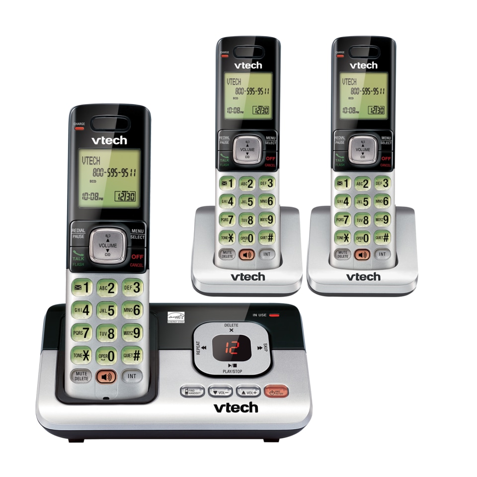 VTech CS6649 DECT 6.0 Expandable Corded/Cordless Phone with Answering System and Caller ID/Call ...