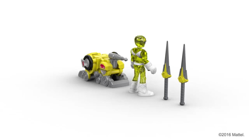 thumbnail video image 6 of Imaginext Power Rangers Battle Armor Yellow Ranger, 6 of 6