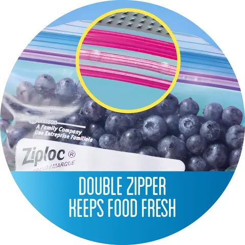 Double zipper keeps food fresh.