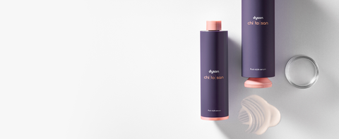 Chitosan Post-style serum bottle next to its refill bottle