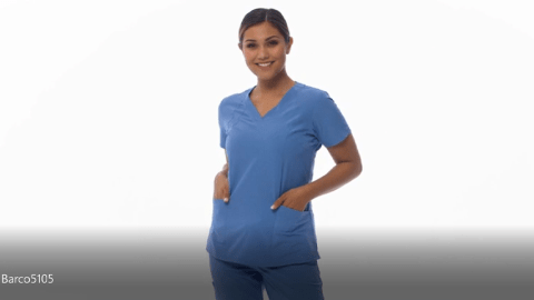 thumbnail video image 2 of Barco 'Barco One' 4-Pocket V-Neck Top Scrub Top, 2 of 3