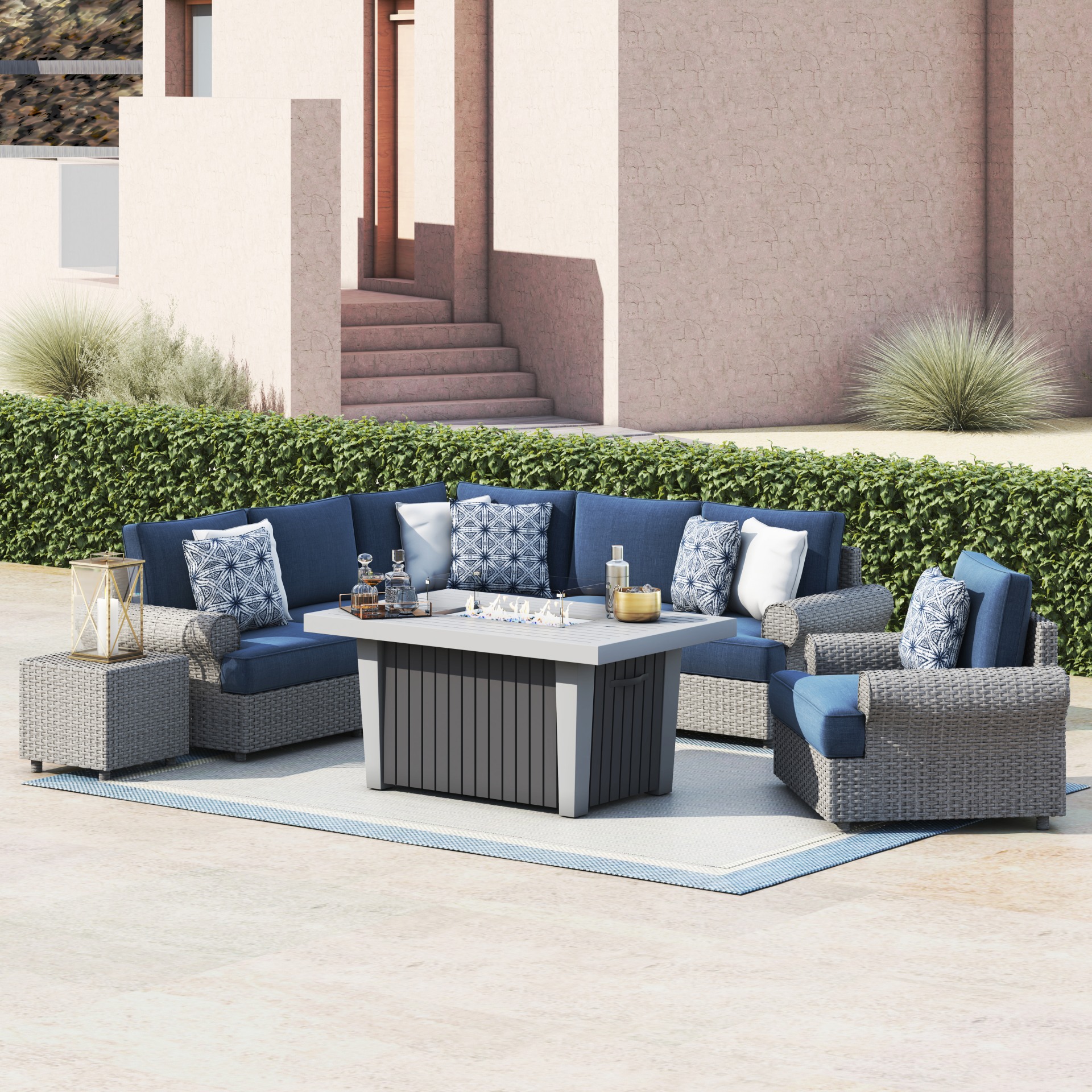 Sirio Regency 8 Piece Seating Set With, Fire Pit Seating Set