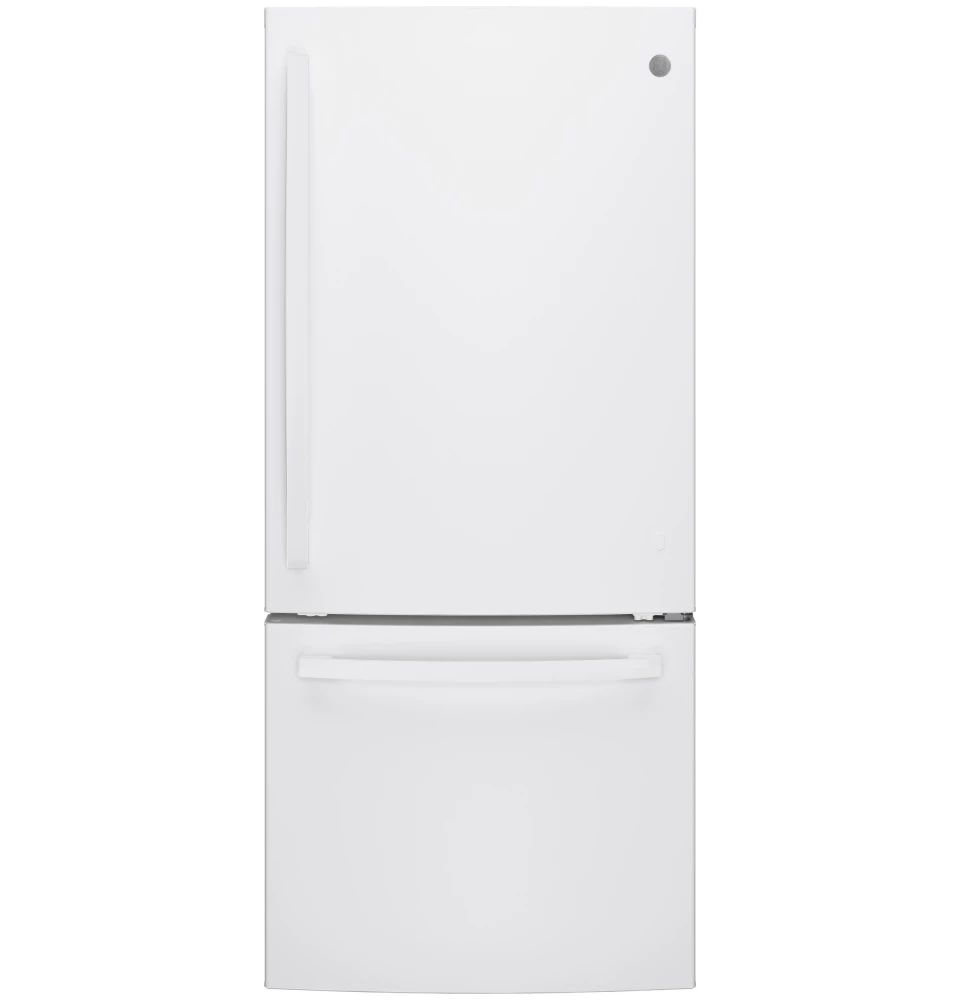 GE 30 in. 21.0 Cu. Ft. White Bottom Freezer Refrigerator Garner Appliance Mattress