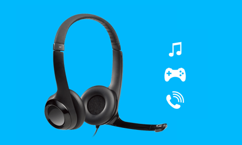 Logitech H390 Computer Headset, Over-the-Head, Black (981