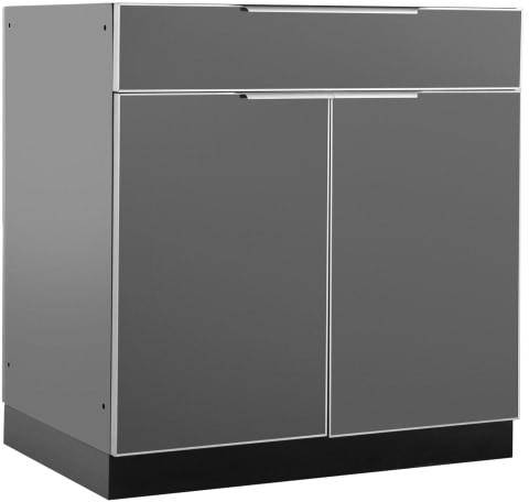 1 x Outdoor Kitchen Alum Grey Glass 32in Bar Cabinet