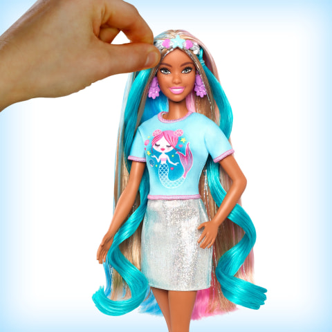 Barbie Fantasy Hair Fashion Doll with Colorful Brunette Hair