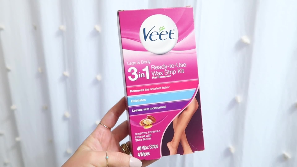 thumbnail video image 2 of Veet Hair Removal Waxing Kit Strips with Shea Butter, Body Hair Remover for Women, 40 Count, 2 of 10