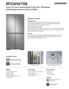 Samsung 22.8 Cu. Ft. Counter Depth 4-Door Flex French Door Refrigerator  with Beverage Center in Stainless Steel