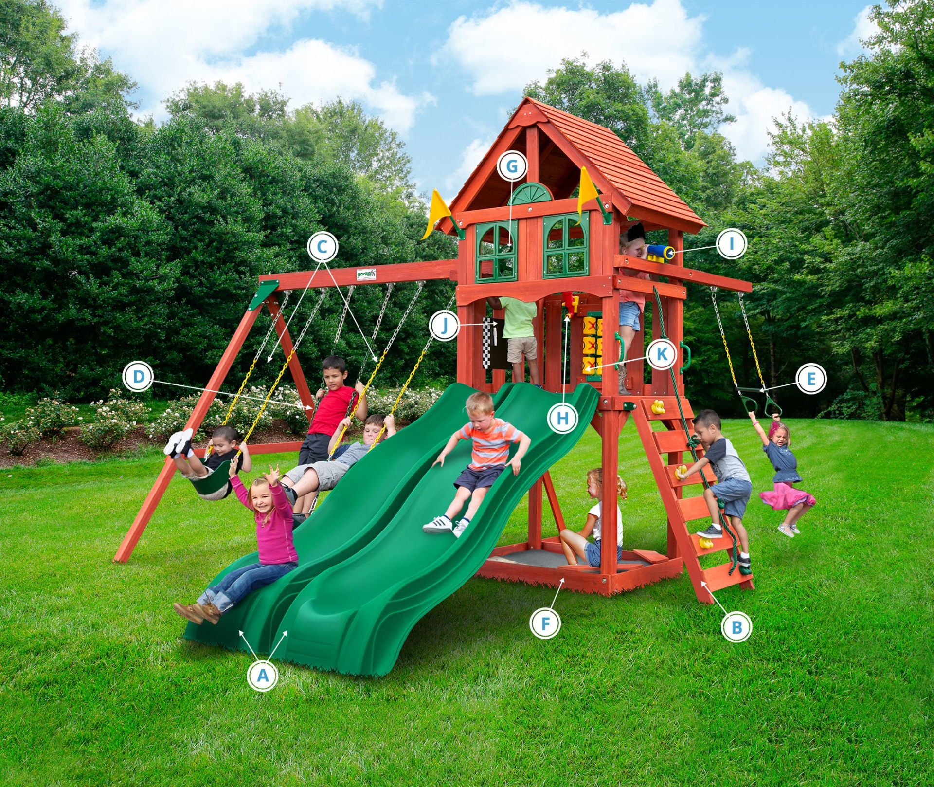 Gorilla Playsets 011057 Playmaker Deluxe Wooden Swing Set with Vinyl Homesmartcamera