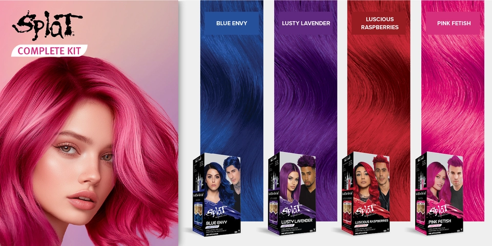 Splat Semi-Permanent Blue Hair Dye Complete Kit with Bleach, Aqua