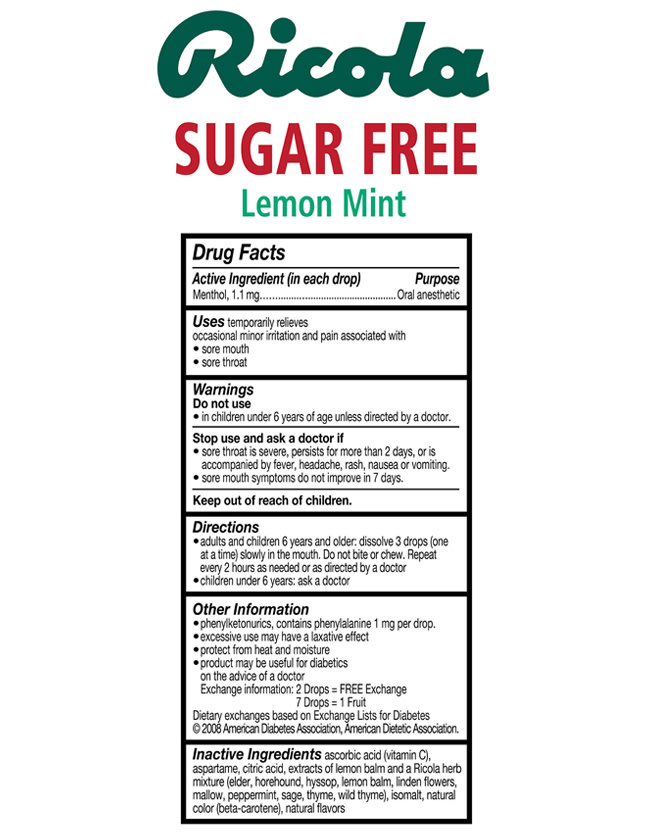 Ingredients Ricola Lemon Ricola Sugar Free Lemon Mint Cough Drops, 210 Drops - Home Smart Camera