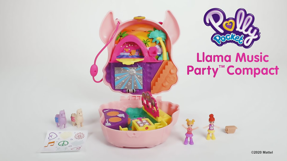 Polly Pocket Playset, Travel Toy with 2 Micro Dolls & Pet Llamas, Llama  Music Party Compact