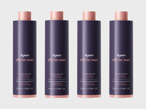 Dyson Chitosan Pre-style cream refill bottles. All four formulas.