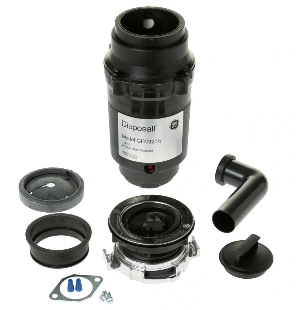 GE® Disposall® 1/3 HP Continuous Feed Non-Corded Black Garbage